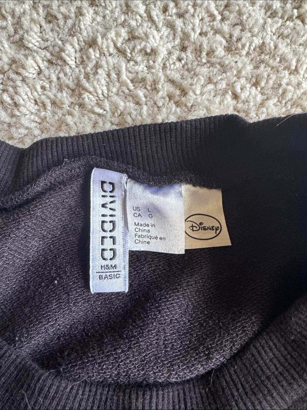 H&M Divided x Disney Black Crewneck Sweatshirt with Small Mickey emblem - Picture 2 of 7